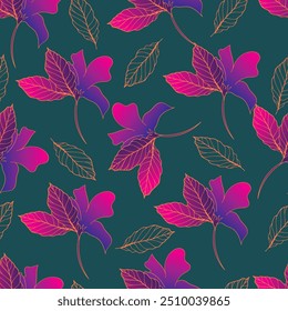 monochrome a solid abstract blooming flower arrangement motif with stalk leaves, all over vector design with solid background illustration digital image for textile printing factory