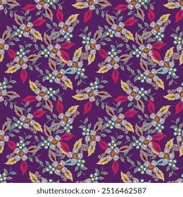 monochrome a solid abstract blooming flower arrangement motif with stalk leaves, all over vector design with solid background illustration digital image for textile printing factory