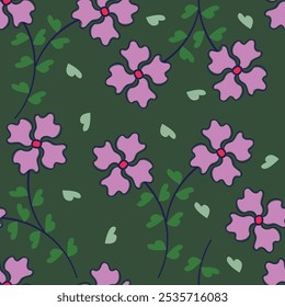 monochrome solid abstract small and big flower with leaves, all over vector design with dark solid background illustration digital image for paper or textile printing factory