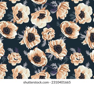 monochrome a solid abstract vector big hibiscus flower with dark gray background, all over illustration digital image for textile or wrapping paper printing factory