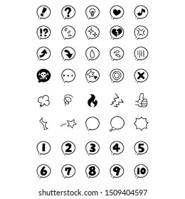 Monochrome solid color with handwritten emotions and number icon , Speech bubble