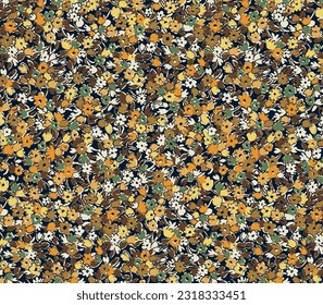 monochrome a solid simple small and tiny vector flower mixed pattern with blue background, illustration digital image for textile or wrapping paper printing factory