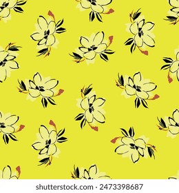 monochrome a solid simple small and tiny vector flower mixed pattern with blue background, illustration digital image for textile or wrapping paper printing factory