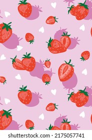 monochrome solid simple strawberry motif with bright color tone arrangement vector illustration textile design digital image