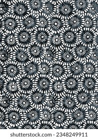 Monochrome solid simple white geometrical sunflower pattern with medium gray tone background, all over vector design illustration digital images for textile or wrapping paper printing factory