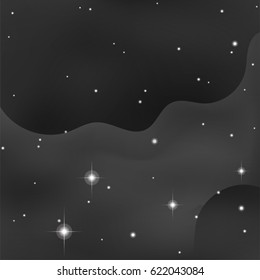 Monochrome space illustration with milky way and stars.Vector template.