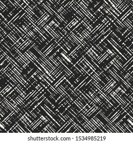 Monochrome Speckled Criss Cross Textured Background. Seamless Pattern. 