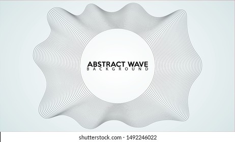 Monochrome Spectrum Audio Wave Design Vector, Abstract Wave Line Background Design Template, Ellipse, Shiny Black and White