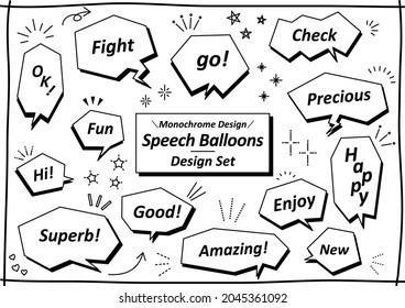 Monochrome speech balloon design set