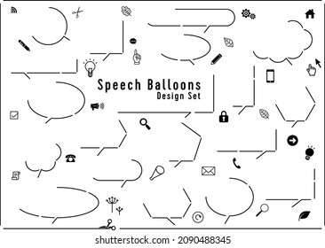 Monochrome speech balloon design set