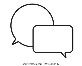 Monochrome speech bubble icon drawn with simple black lines