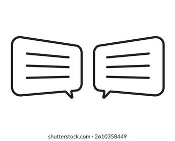 Monochrome speech bubble icon drawn with simple black lines