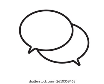 Monochrome speech bubble icon drawn with simple black lines
