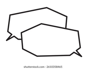 Monochrome speech bubble icon drawn with simple black lines