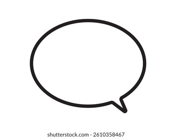 Monochrome speech bubble icon drawn with simple black lines