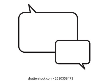 Monochrome speech bubble icon drawn with simple black lines