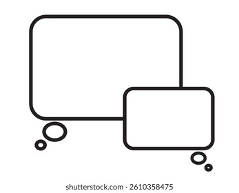 Monochrome speech bubble icon drawn with simple black lines