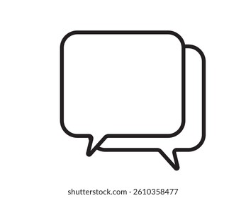 Monochrome speech bubble icon drawn with simple black lines