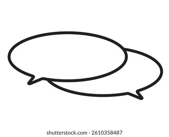 Monochrome speech bubble icon drawn with simple black lines