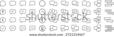 Monochrome Speech Bubble Line Icon Set (Vector)