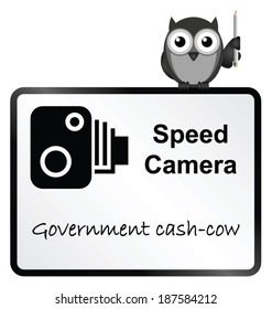 Monochrome Speed Camera Government revenue sign isolated on white background