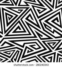  Monochrome Spiral Triangle Seamless Pattern