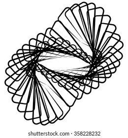 Monochrome spirograph element with intersecting lines. Abstract vector shape.