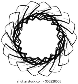 Monochrome spirograph element with intersecting lines. Abstract vector shape.