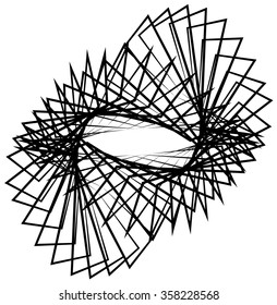 Monochrome spirograph element with intersecting lines. Abstract vector shape.