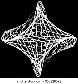 Monochrome spirograph element with intersecting lines. Abstract vector shape.