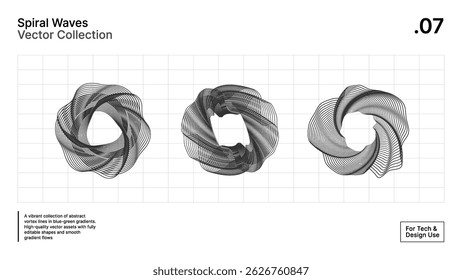 Monochrome Spirograph Line Art - Abstracte spiraalvectoren voor technisch ontwerp