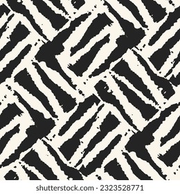 Monochrome Splattered Paint Textured Checked Pattern