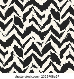 Monochrome Splattered Paint Textured Herringbone Pattern