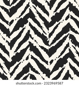 Monochrome Splattered Paint Textured Herringbone Pattern