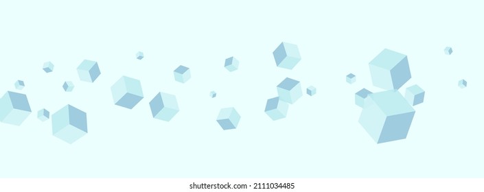 Monochrome Square Background Blue Vector. Cubic Object Card. Gray Block Network Illustration. Collection Texture. Sky Blue Blank Geometric.