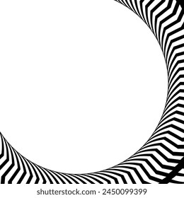 Monochrome square background with circular abstract border