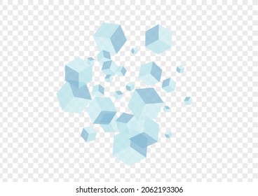 Monochrome Square Background Transparent Vector. Geometric Data Design. Gray Cubic Template Card. Special Texture. Blue Paper Block.