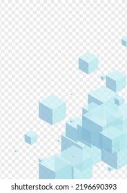 Monochrome Square Background Transparent Vector. Polygon Element Texture. White Cube Clean Card. Toy Illustration. Gray 3d Block.