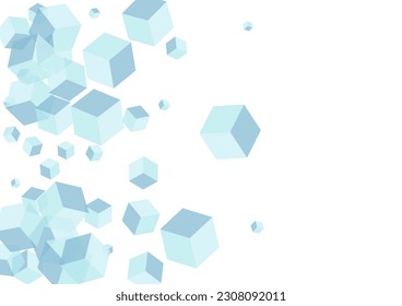 Monochrome Square Background White Vector. Polygon Data Template. Gray Geometric Web Design. Cardboard Card. Blue Blank Block.