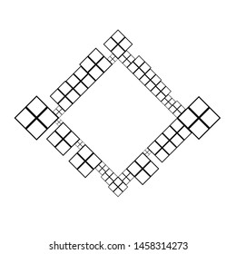 Monochrome square badge frame - abstract geometrical modern vector graphic