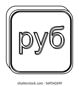 monochrome square contour with currency symbol of russian ruble