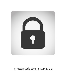 monochrome square frame with silhouette padlock vector illustration