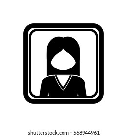 monochrome square with half body woman with long hair without face