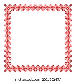 Monochrome square Kirghiz ethnic frame of the peoples of Central Asia. Traditional ornament of Asian nomads: Kirghiz, Mongol, Kazakh, Bashkir, Tatars. For dishes, textiles, embroidery, felt, sandblast