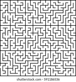 Monochrome Square labyrinth. Vector illustration 
