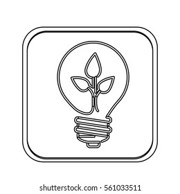 monochrome square with light bulb with filament leaves