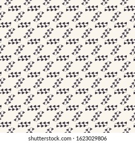 Monochrome square motif check texture background. Hand drawn diagonal dashed line dotted seamless pattern. Black and off white vector graphical  all over print. Masculine geometric hipster shirt style