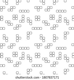 Ilustración del vector de forma cuadrada monocromo. Estilo de contorno discontinuo. Plantilla de diseño de patrones sin problemas. Tema de color blanco y negro