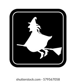 monochrome square silhouette with witch
