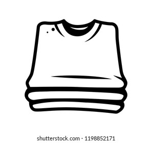 Monochrome stack of shirts concept in vintage style isolated vector illustration